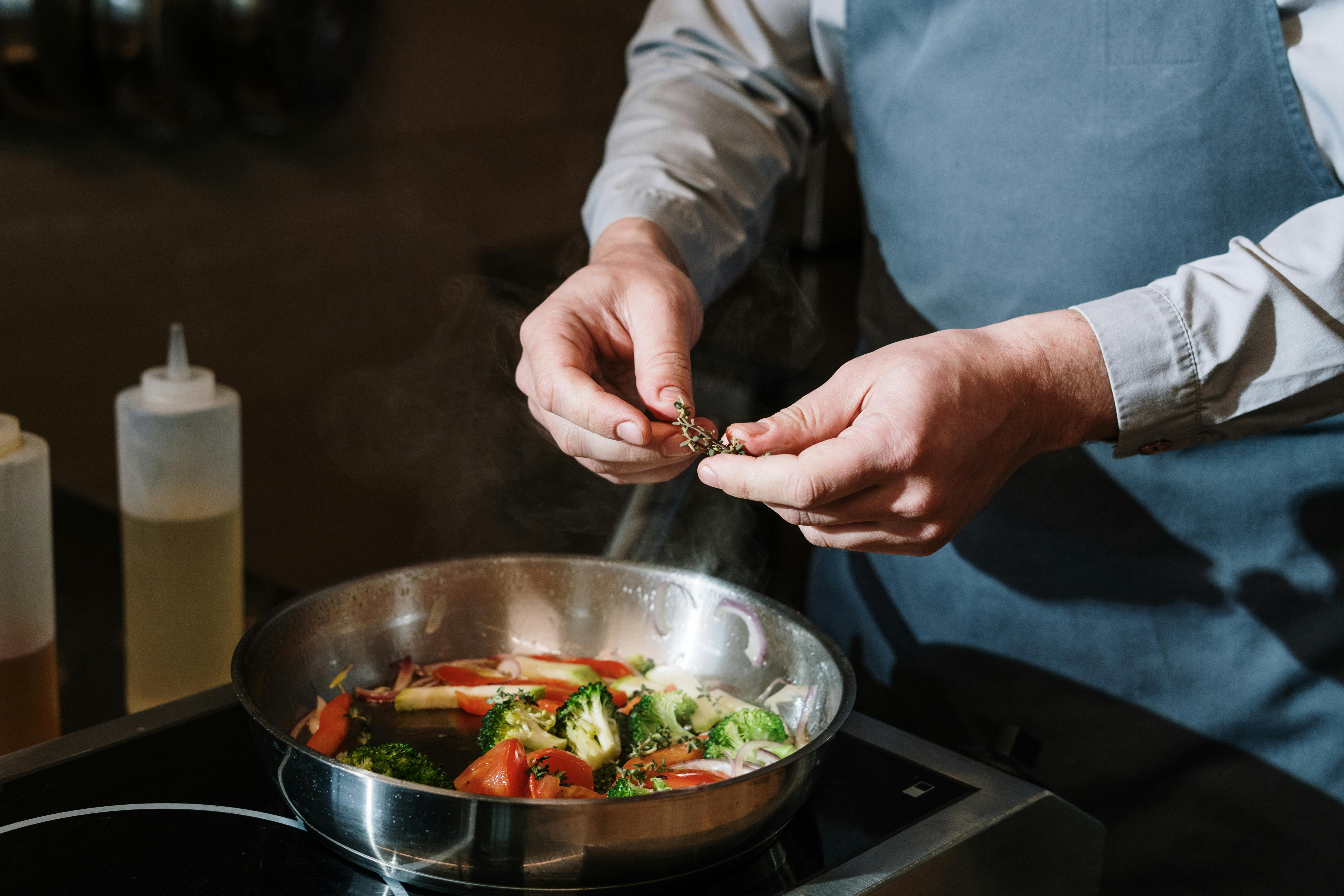 Used cooking oil in a restaurant pan